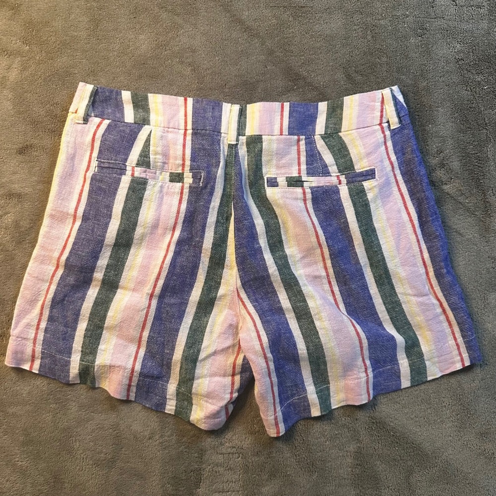 Old Navy Everyday Short Womens 10 Linen Blend Striped Multi Color Casual Summer - Picture 3 of 7